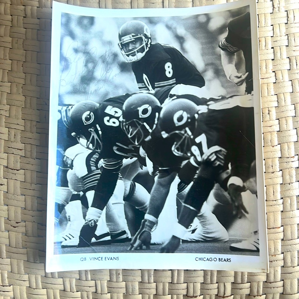 VINCE EVANS SIGNED CHICAGO BEARS PICTURE QUARTERBACK